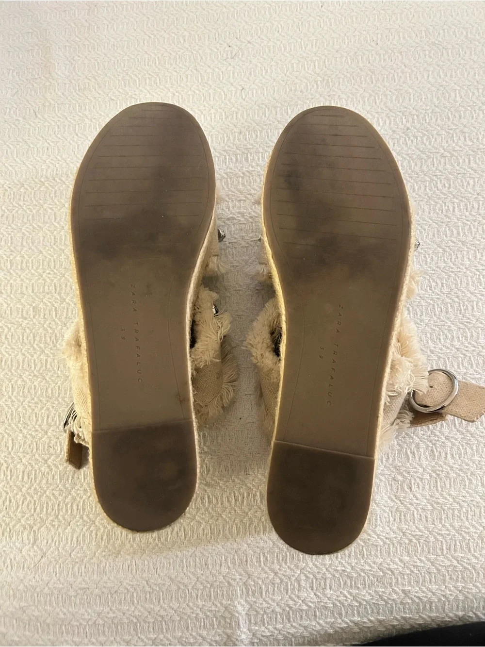 Zara Cream Jeweled Platform Espadrille Sandals